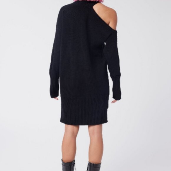 Cold Shoulder Mock Neck Sweater Tunic in Cotton and Cashmere - Picture 2 of 3